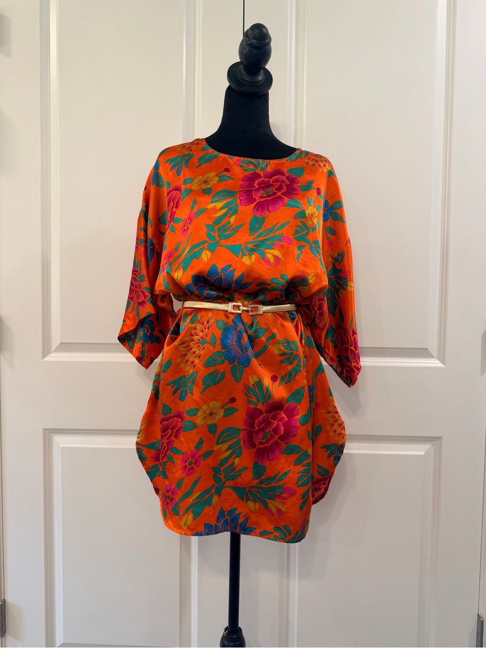 Vintage Saks Fifth Avenue Floral Mini Dress or Tunic Size M (Belt not included)